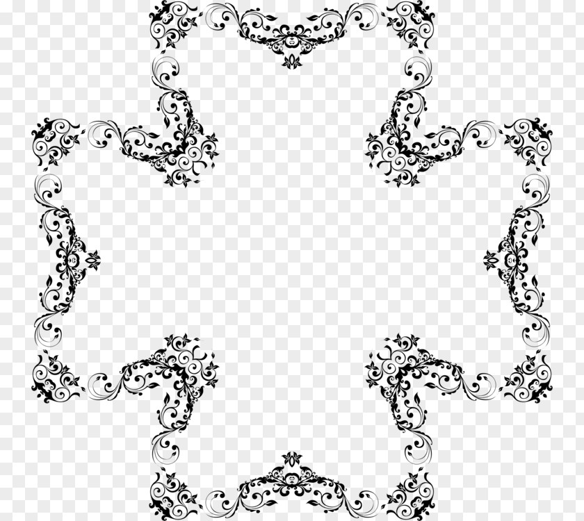 Ornament Black And White Line Background PNG