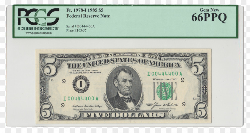 United States Five-dollar Bill Banknote Federal Reserve Note PNG