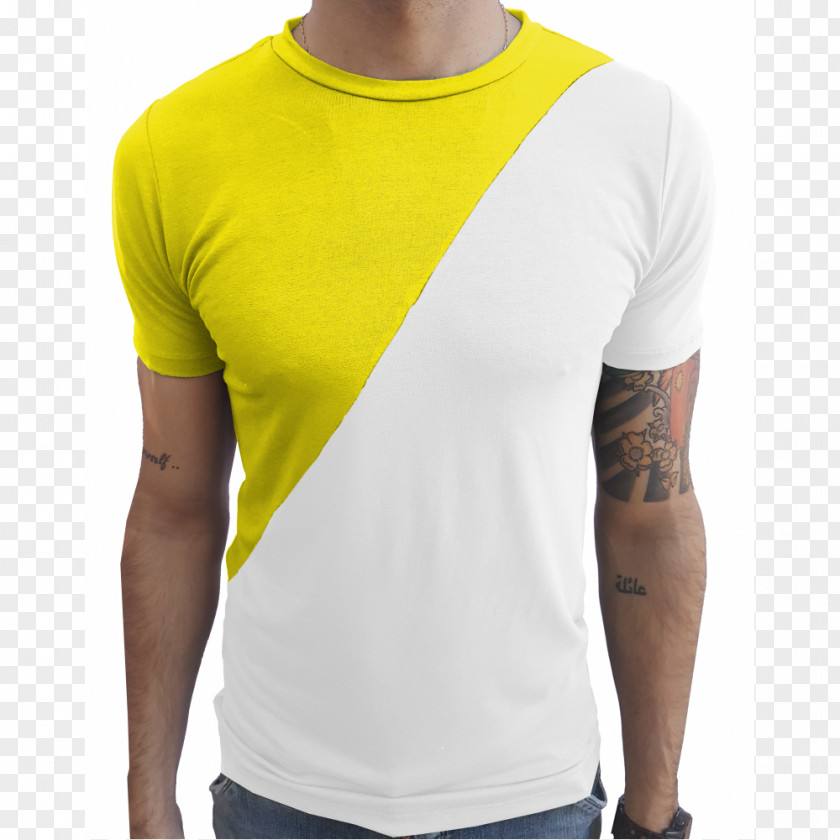 T-shirt Yellow Sleeve White PNG