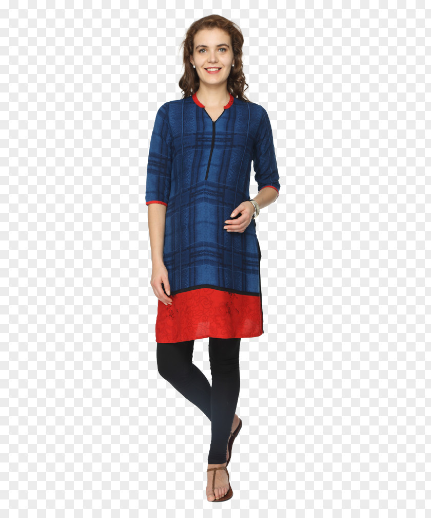 Red Cloth Belt Kurta Blue Blouse Sleeve Top PNG