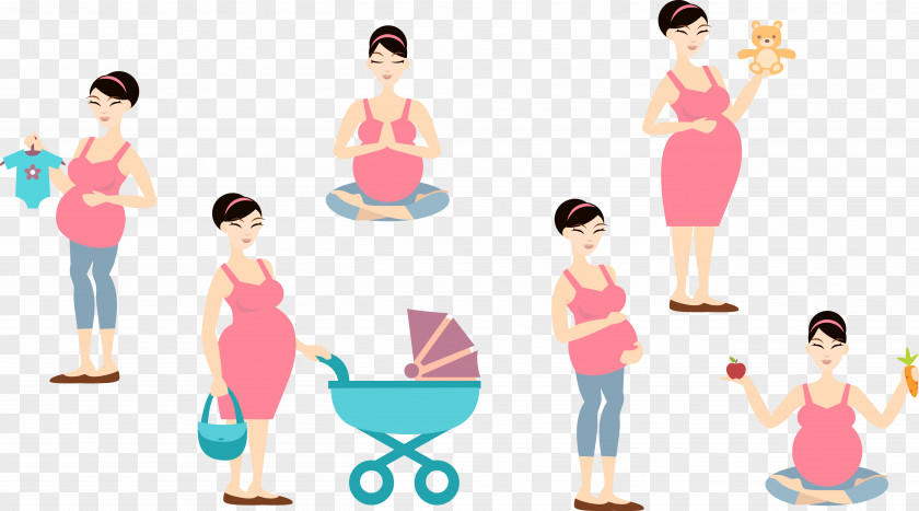 Pregnant Mother With Children Woman Clip Art PNG