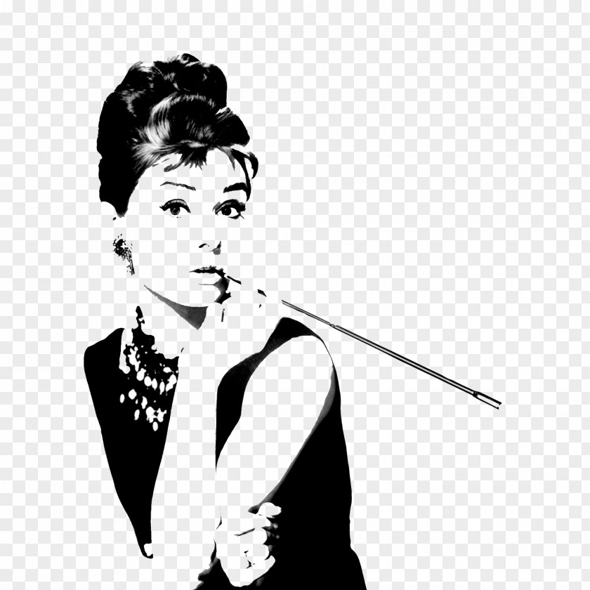 Audrey Hepburn Breakfast At Tiffany's Wall Decal Silhouette Poster Printing PNG