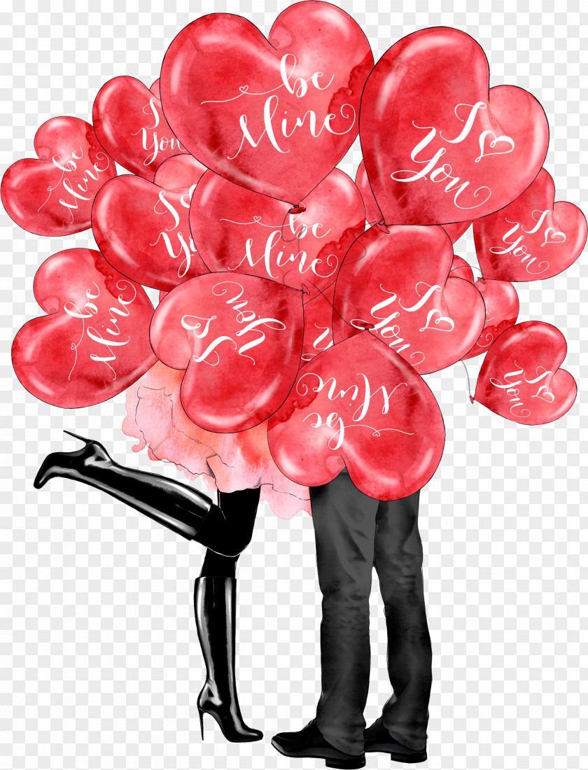 Lovers Under Love Balloons Paris Valentines Day Heart Clip Art PNG