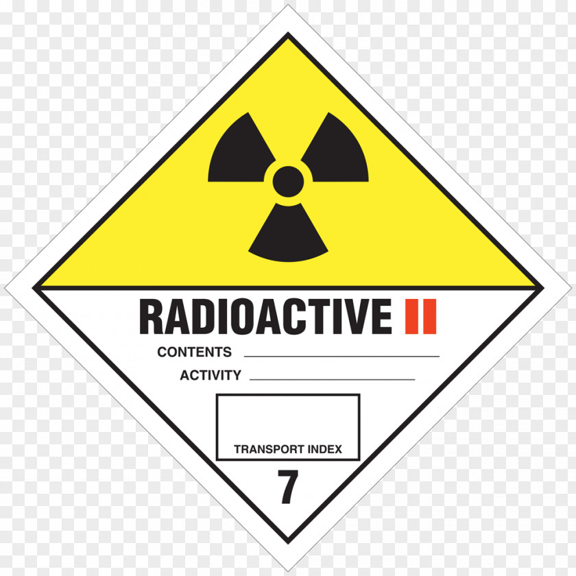 Dangerous Goods HAZMAT Class 7 Radioactive Substances Waste Decay Label PNG