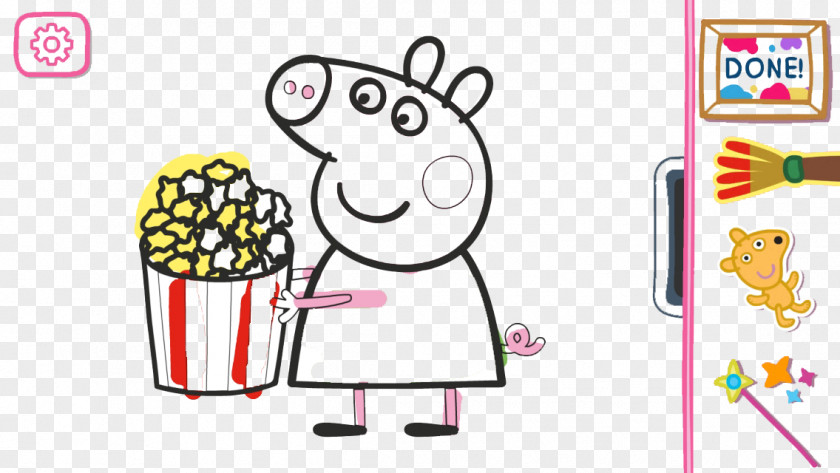 Eating Popcorn Pig Page Peppa Pig: Paintbox Android Drawing Animation Software PNG