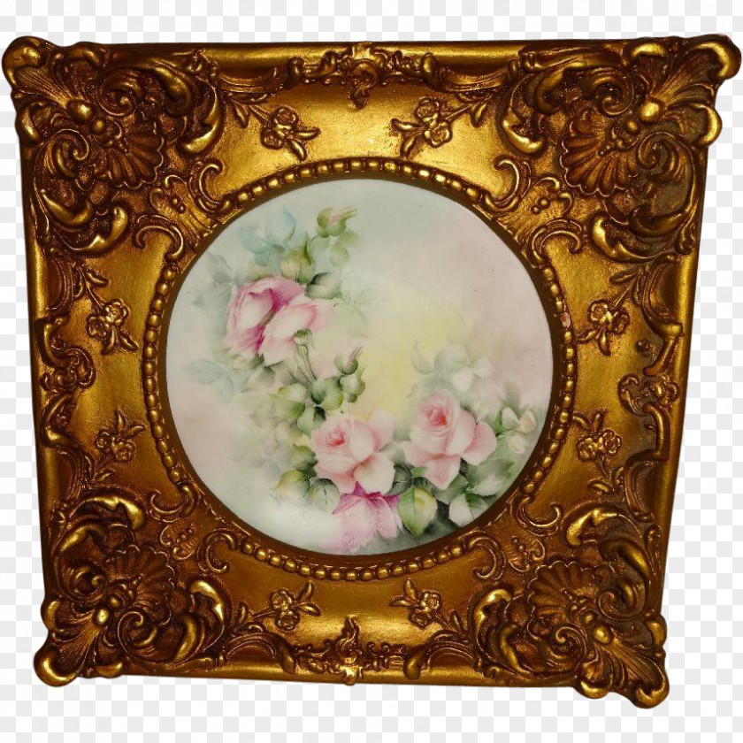 Hand-painted Pink Roses Picture Frames Porcelain Rectangle PNG