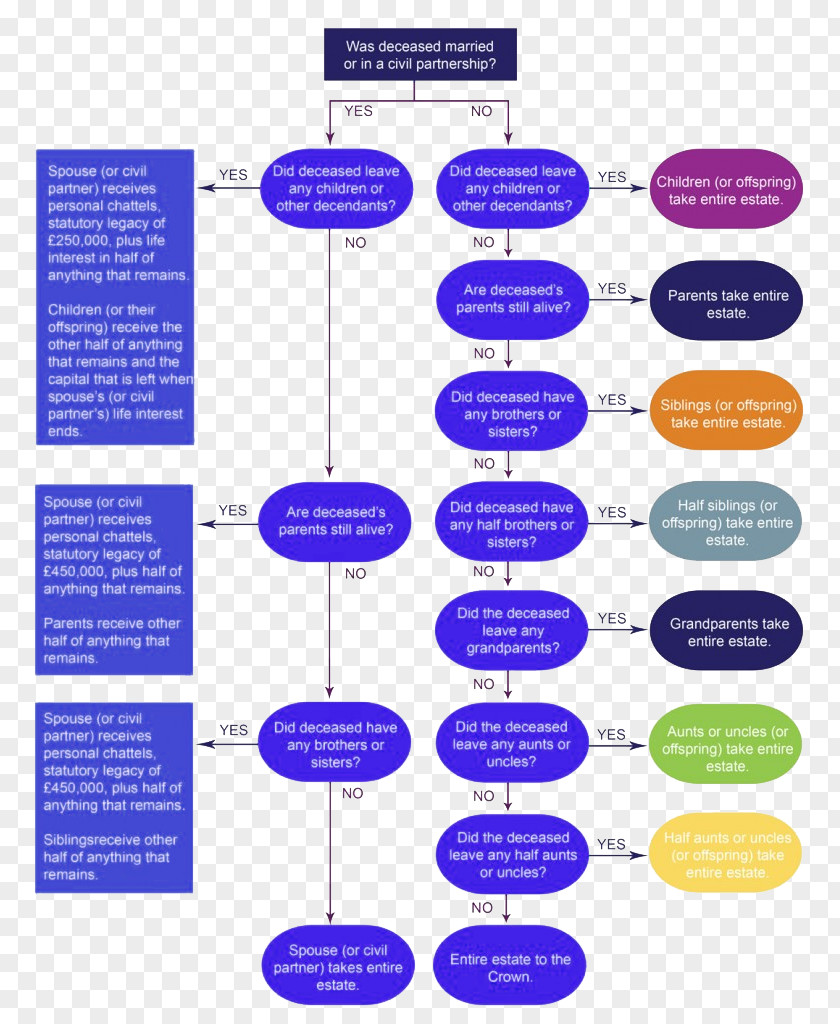 Creative Flowchart Intestacy Will And Testament Inheritance Tax Diagram PNG