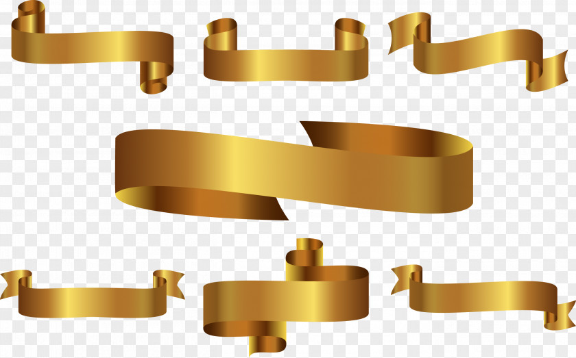 Vector Golden Ribbon Label Gold PNG