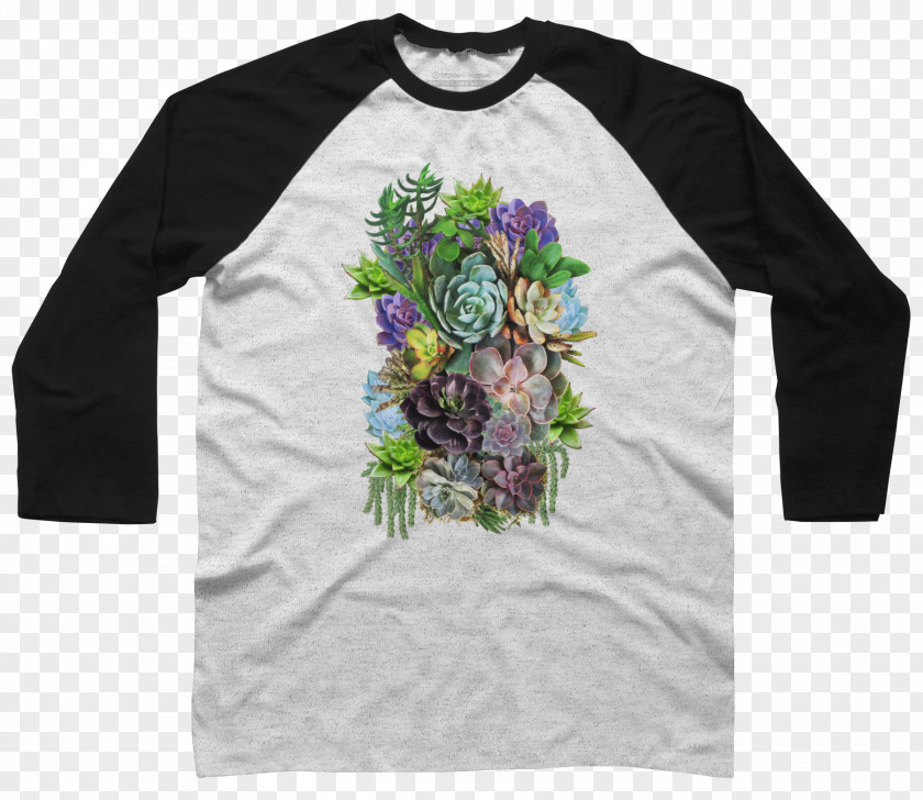 Fleshy Rosette Succulents T-shirt Raglan Sleeve Hoodie PNG
