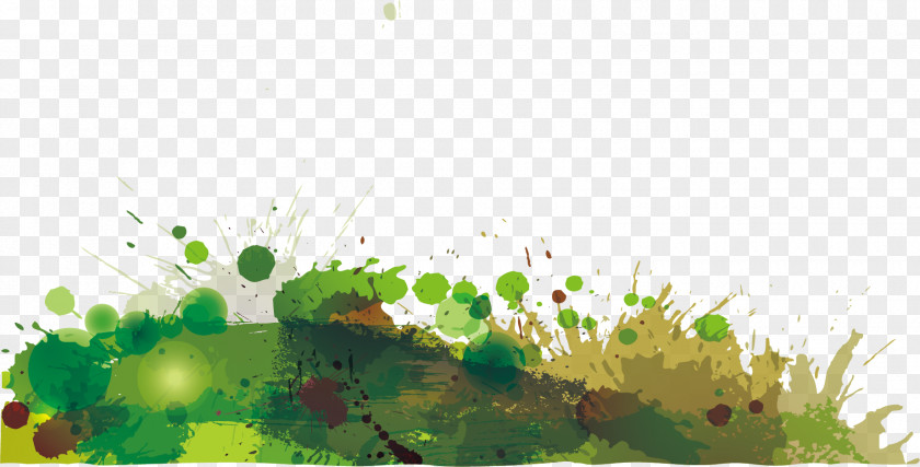 Inkjet Ink Green Background Material Watercolor Painting Illustration PNG