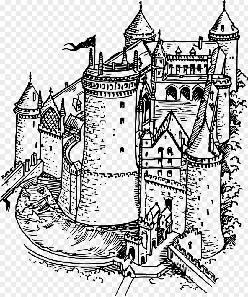 Knight Middle Ages Coloring Book Castle Drawing PNG