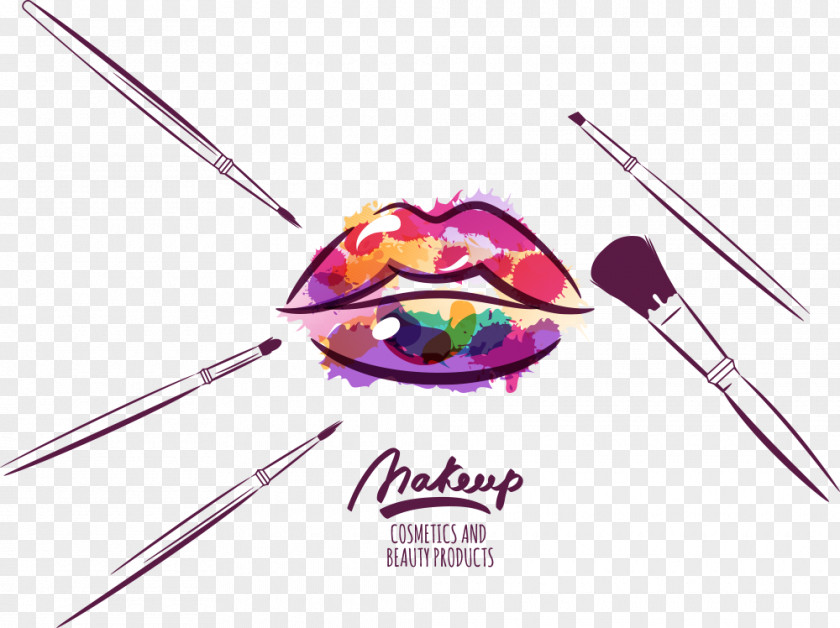 Vector Tools Makeup And Lips Cosmetics Brush Make-up Artist Illustration PNG
