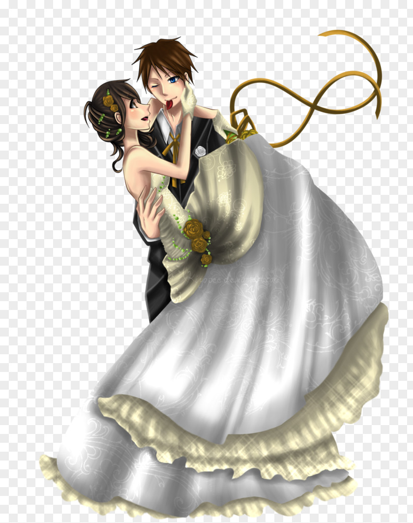 Wedding Couple Legendary Creature Costume Design Cartoon Figurine PNG