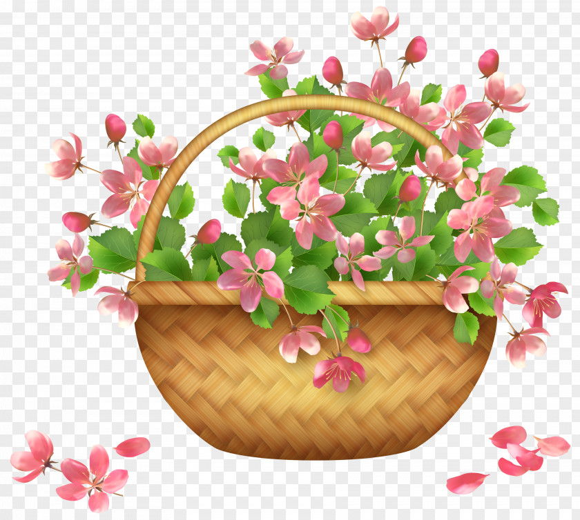Transparent Spring Cliparts Basket Flower Clip Art PNG