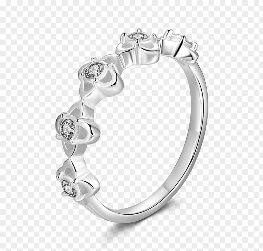 Flower Ring Wedding Jewellery Silver Platinum PNG