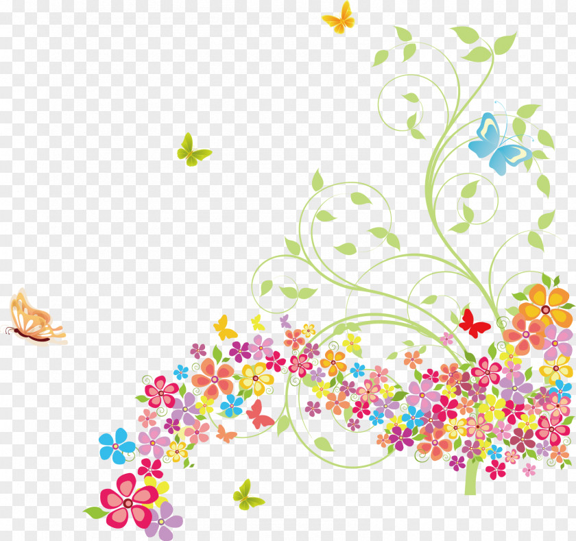 Painted Flower Vector Butterfly Euclidean Computer File PNG