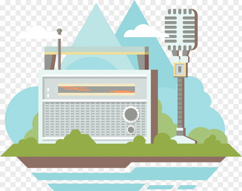 Retro Radio Microphone Natural Background PNG