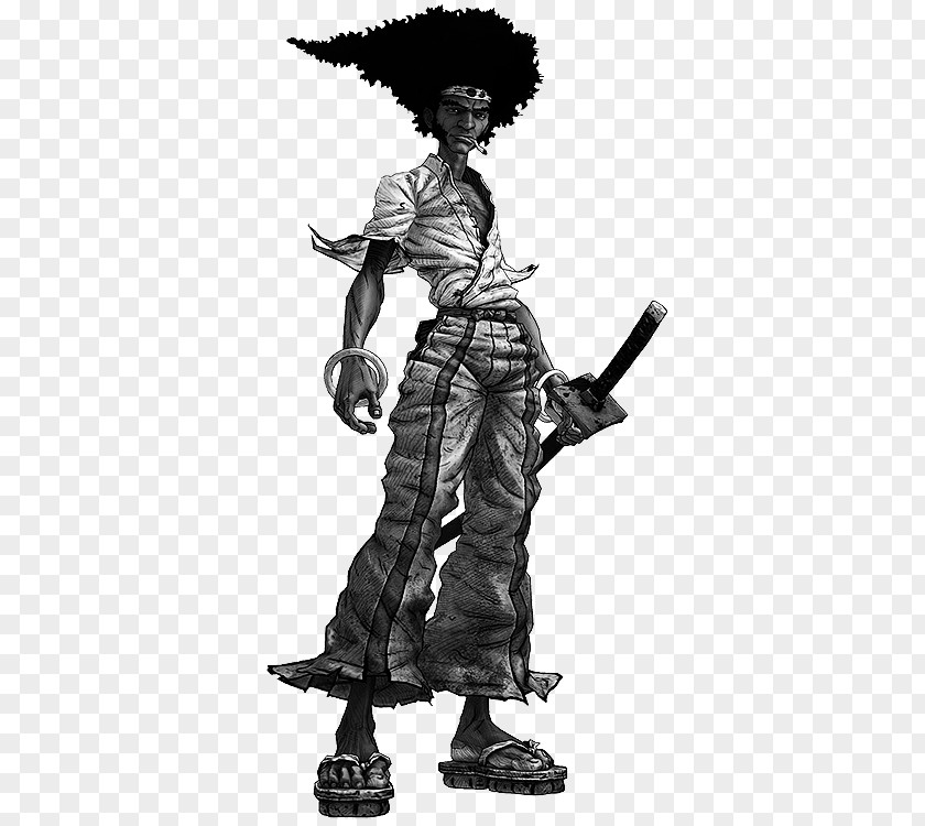 Samurai Afro Concept Art Drawing PNG