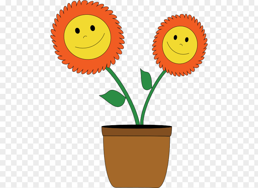 Smiley Plant Cliparts Common Sunflower Flowerpot Emoticon Clip Art PNG