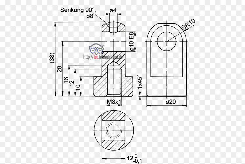 Technical Drawing Engineering Bohrung Multiview Projection PNG