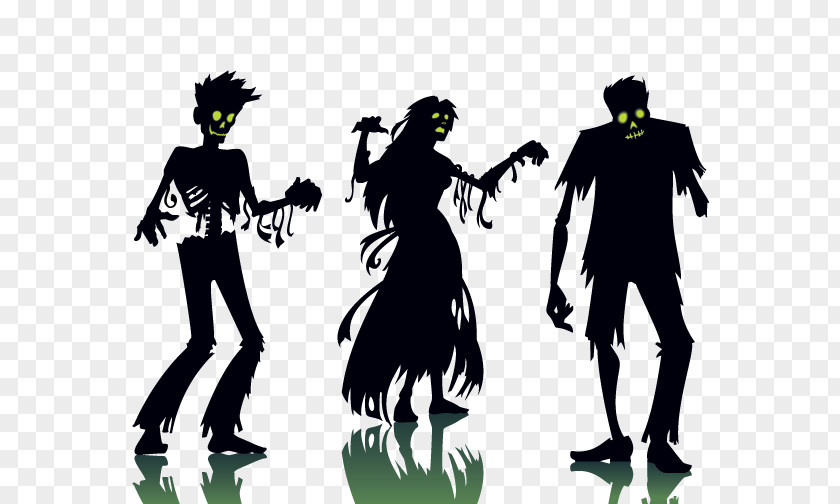 Zombie Silhouette Vector Graphics Illustration PNG