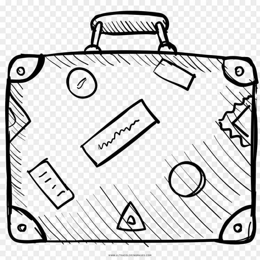 Suitcase Travel Coloring Book Drawing Baggage PNG