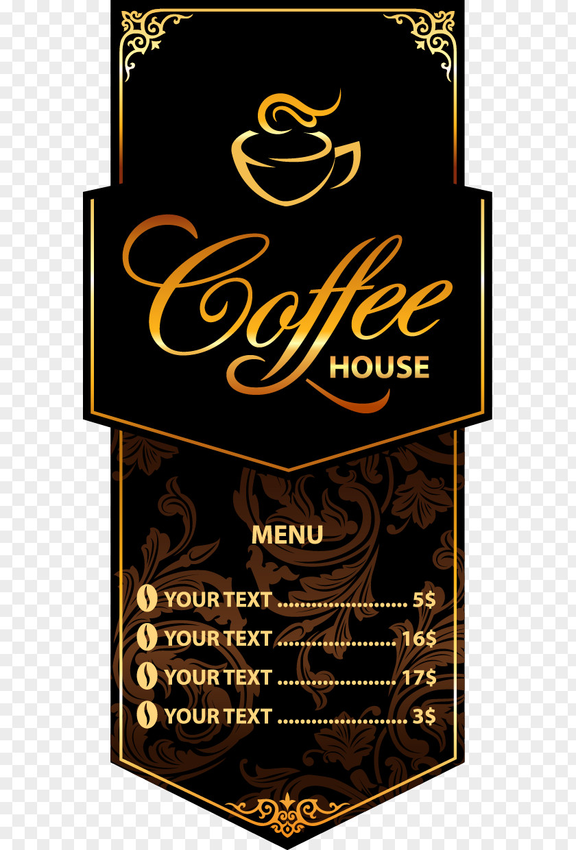 Exquisite Coffee Label Cafe Menu Restaurant PNG