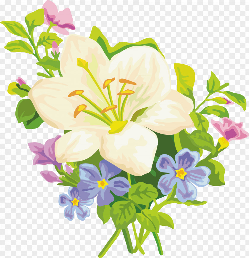 Hand-painted Lily Amaryllis Belladonna Flower Tiger Easter Clip Art PNG
