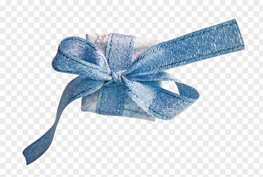 Ribbon Paper Gift Blue Shoelace Knot PNG