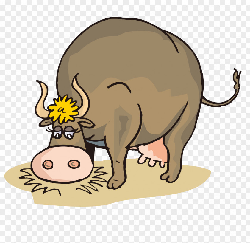 Cartoon Cow Jersey Cattle Beef Milk Hay Clip Art PNG