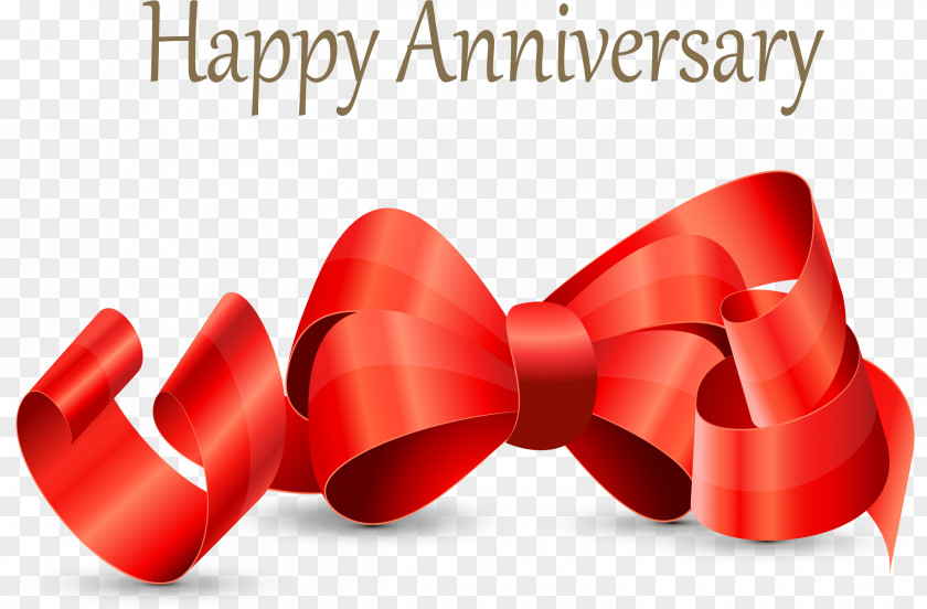 Red Ribbon Bow Anniversary Creative Wedding Birthday PNG