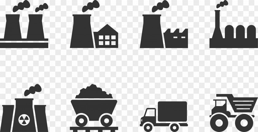 Black Factory Chimney Car Industry Icon PNG