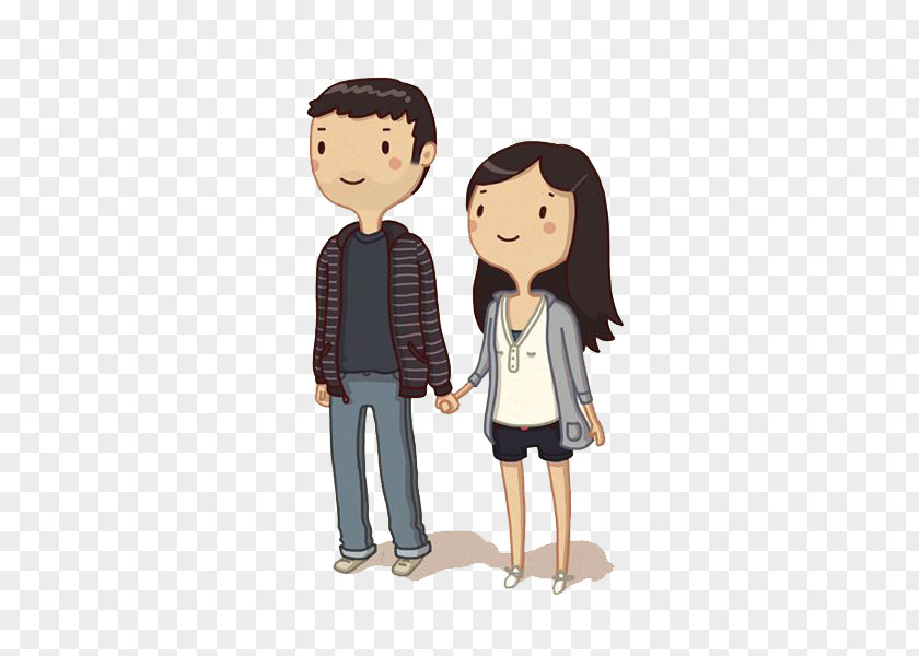 Couple Holding Hands Cartoon Drawing PNG