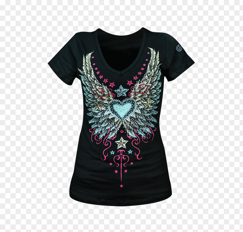 Heart Wings Printed T-shirt Sleeve Clothing PNG
