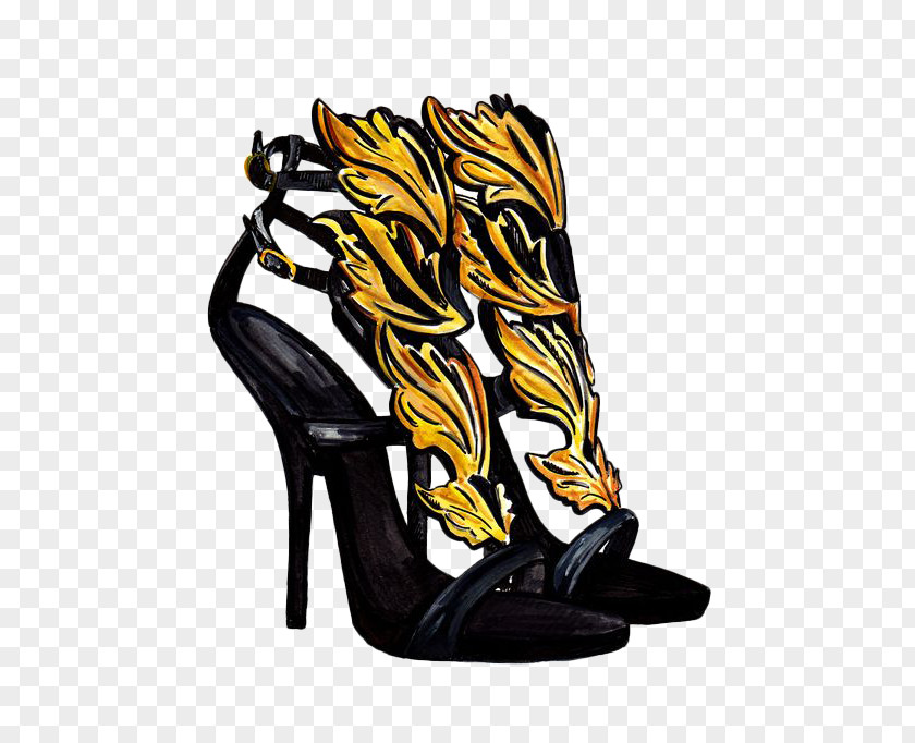 Ms. Black High Heels Shoe High-heeled Footwear Sandal Fashion Illustration PNG