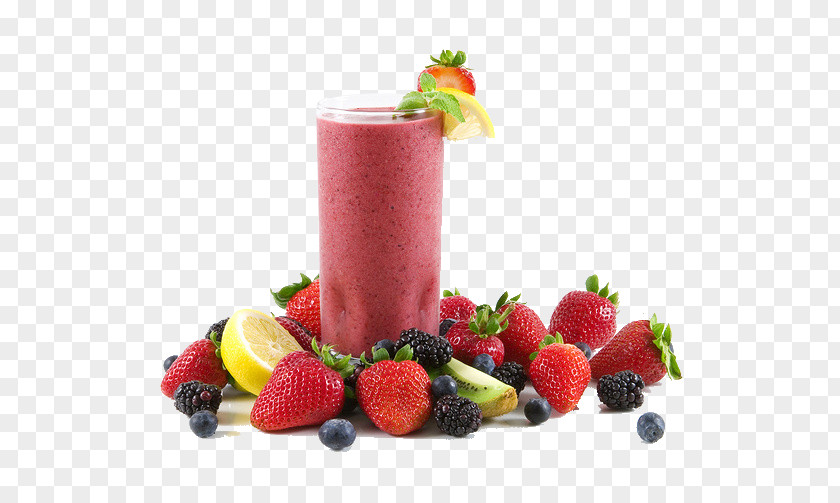 Strawberries With Strawberry Juice Smoothie Milkshake Health Shake Fruit PNG