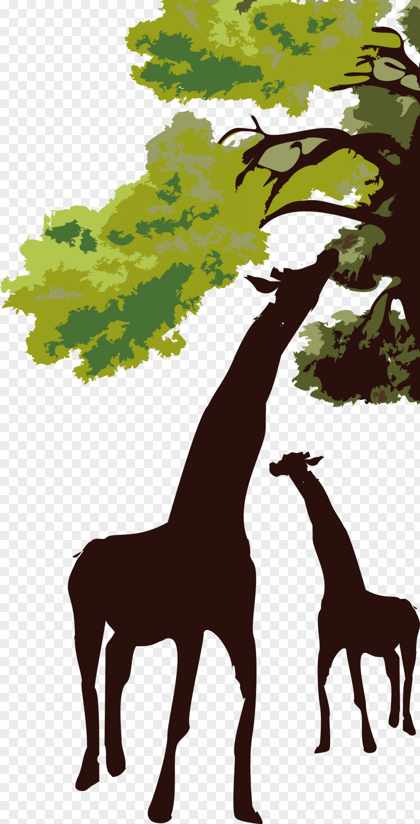 Vector Giraffe And Tree Africa Grassland Landscape PNG