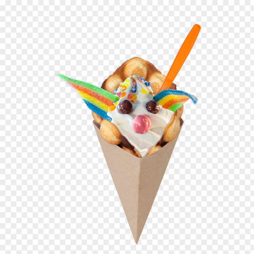 Bubble Waffle Ice Cream Cones Milkshake Soft Serve PNG