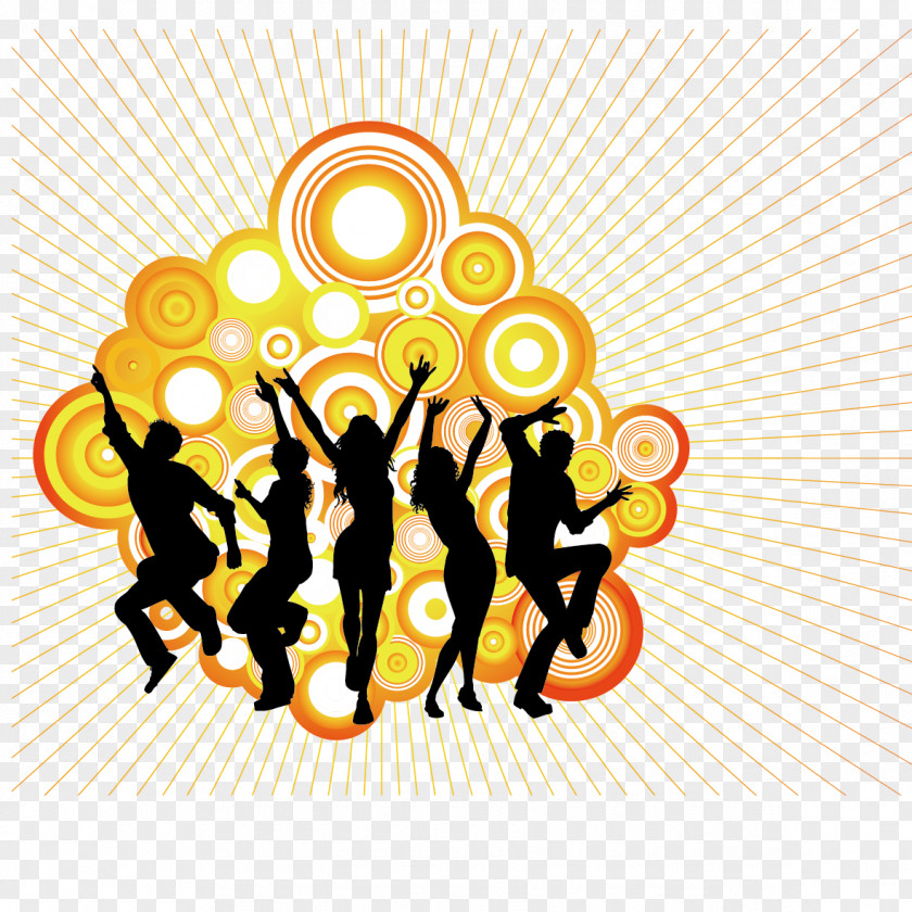 Dancing Silhouette Figures Wedding Invitation Dance Party Greeting Card PNG