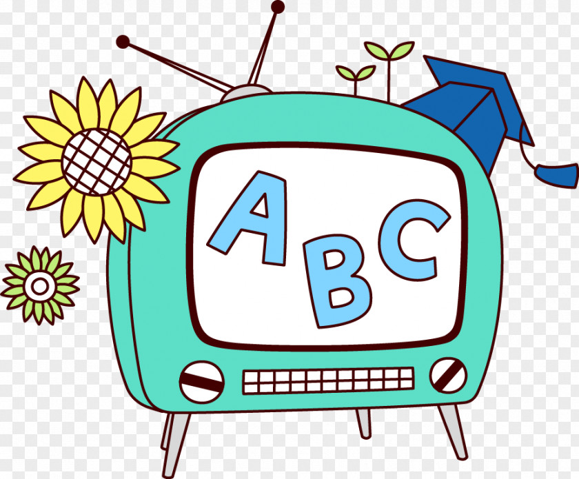 Educational TV Cartoon Hand-painted Television Set Download PNG