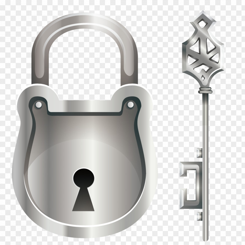 Vector Silver Lock Key Euclidean PNG