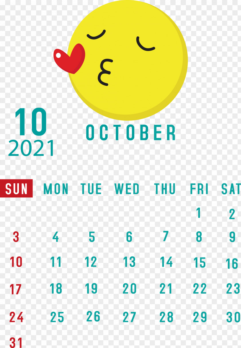 October 2021 Printable Calendar PNG