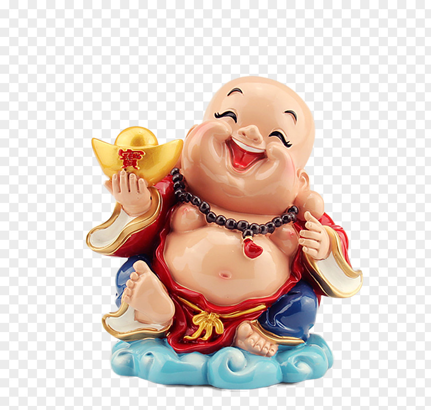 Q Version Of Laughing Buddha Ornaments Gold Ingot Q-version Buddhahood Maitreya Budai PNG