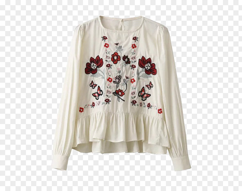 Embroidered Cloth Blouse Sleeve Embroidery Zara Clothing PNG