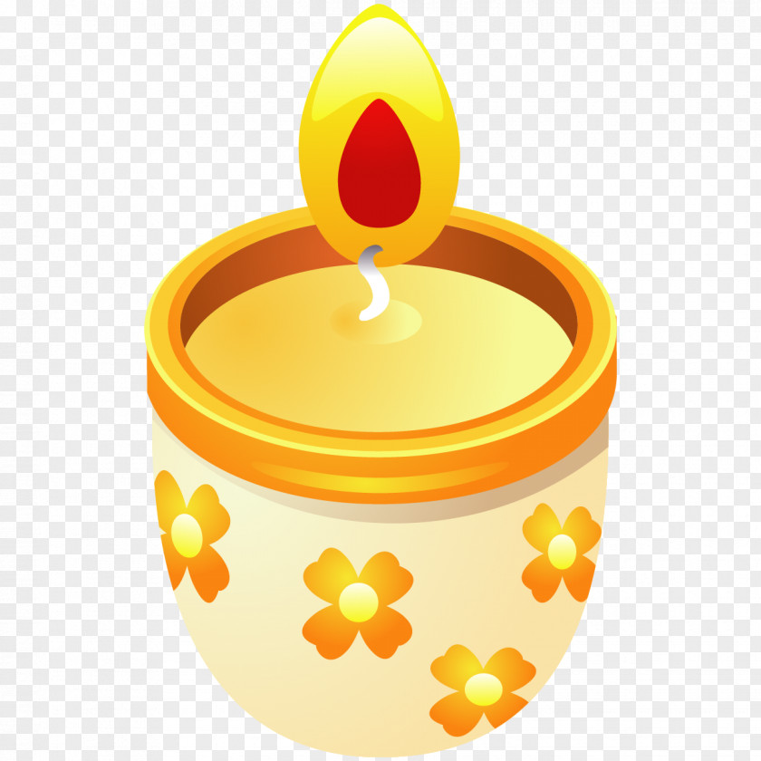 Cartoon Hand Painted Beautiful Yellow Candle Clip Art PNG