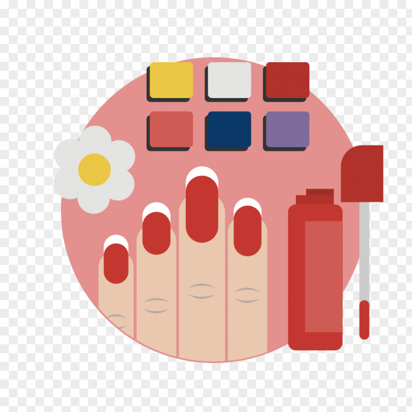 Pink Female Nail Pattern Art Icon PNG