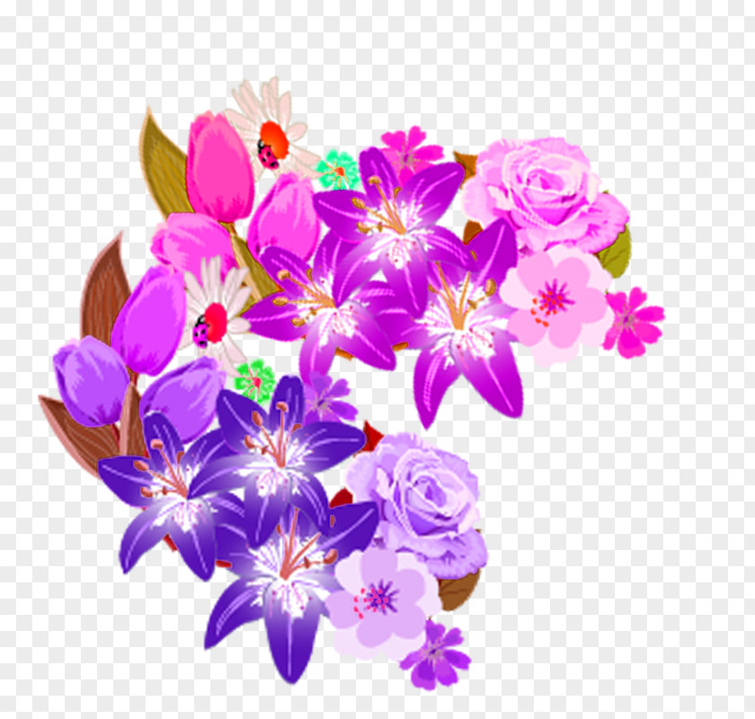 Bouquet Purple Gradient Material PNG