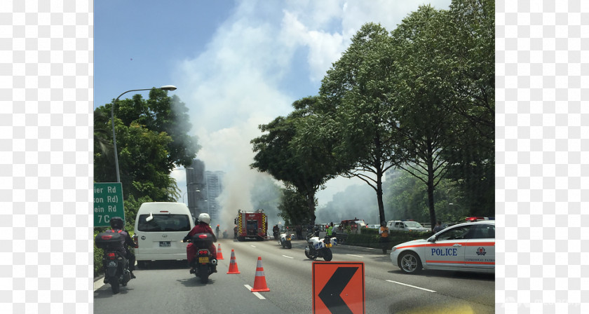 Burning Car Family Lane Street Traffic PNG