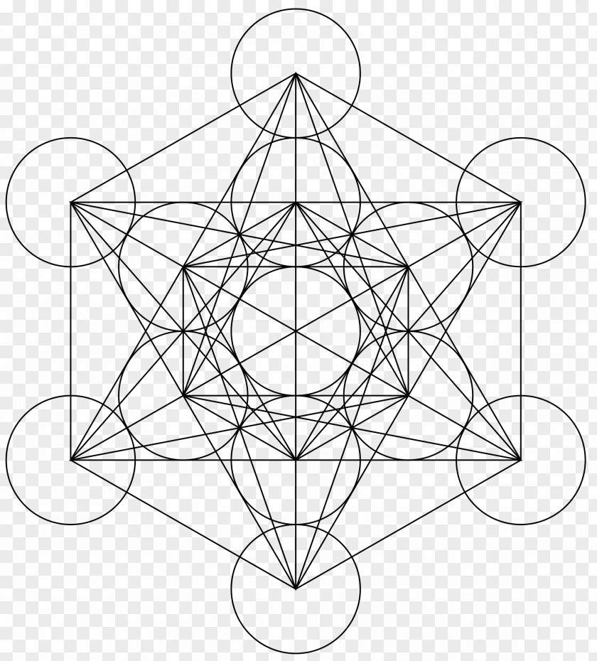 Einstein Metatron's Cube Overlapping Circles Grid Sacred Geometry PNG