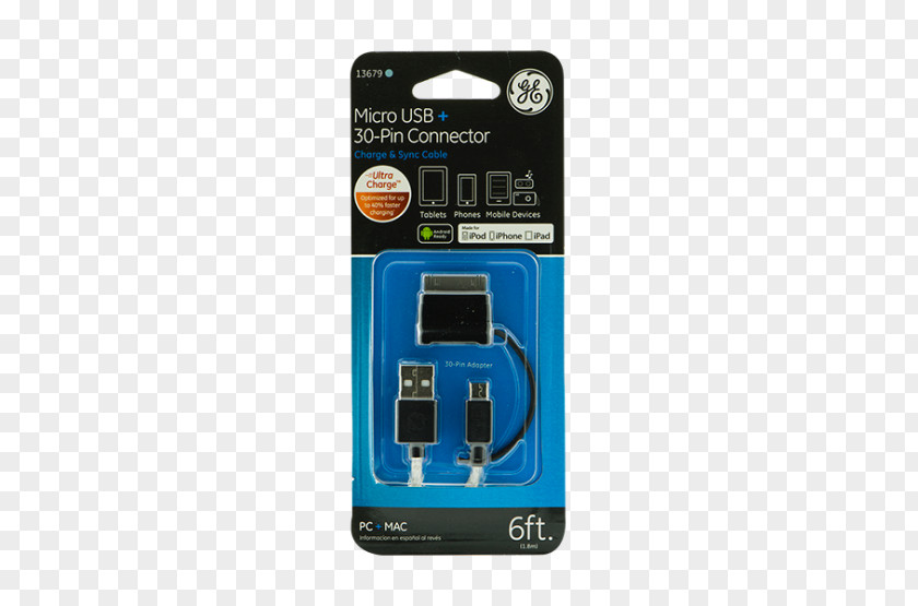 USB Micro-USB AC Adapter Electrical Connector Data Cable 3 FT PNG